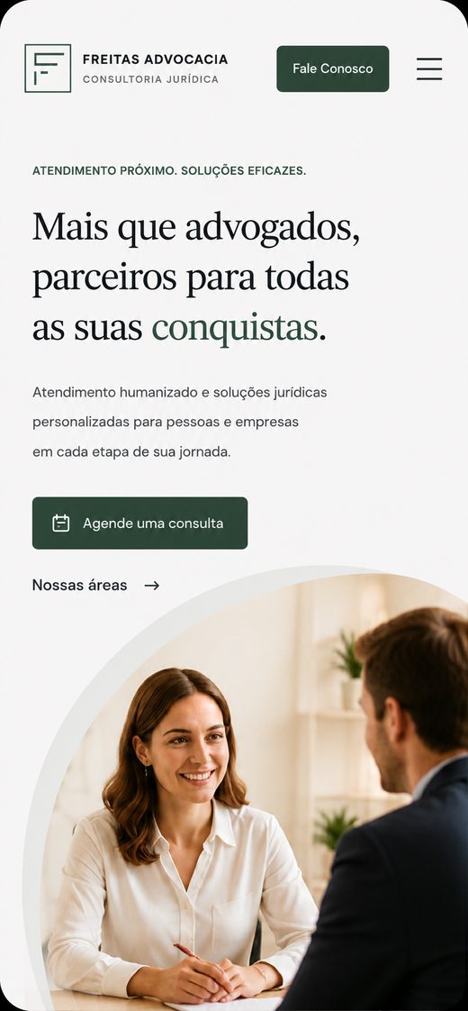 Exemplo de site para advogados no celular, criado pela Analits