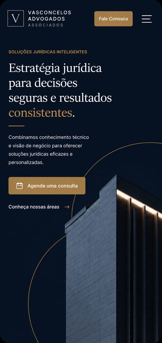 Exemplo de site para advogados no celular, criado pela Analits