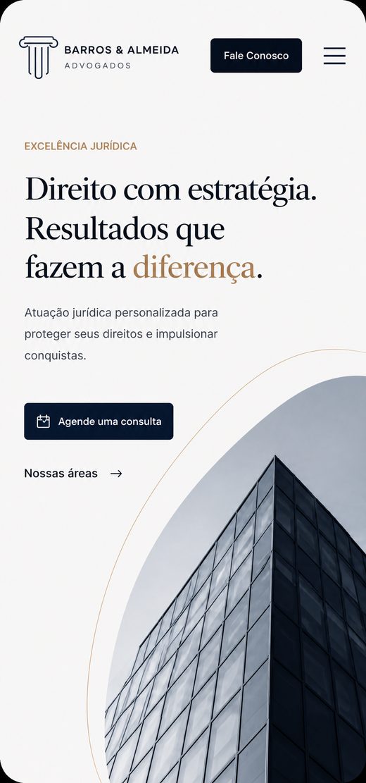 Exemplo de site para advogados no celular, criado pela Analits
