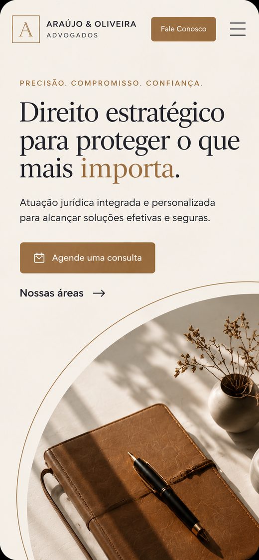 Exemplo de site para advogados no celular, criado pela Analits