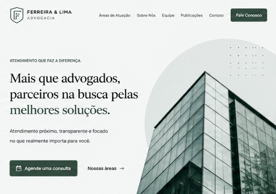 Exemplo de site para advogados criado pela Analits