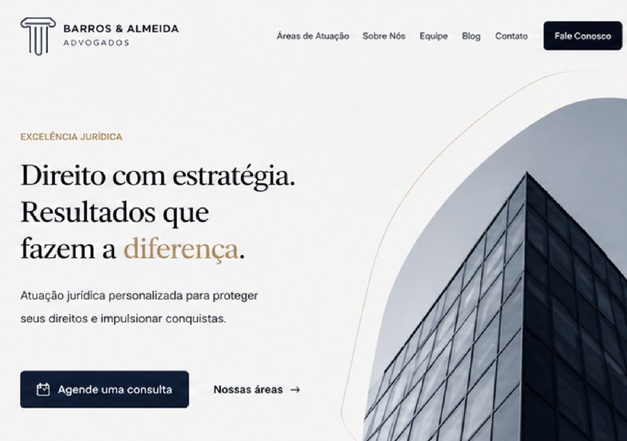 Exemplo de site para advogados criado pela Analits