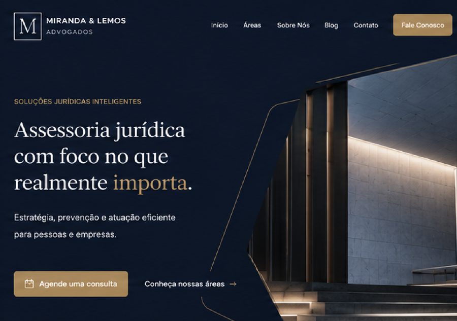 Exemplo de site para advogados criado pela Analits