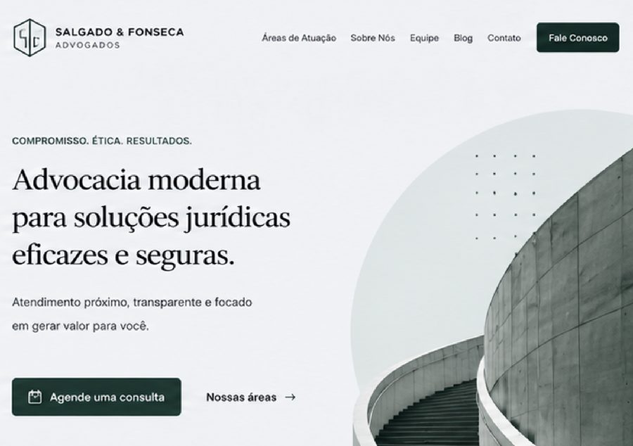 Exemplo de site para advogados criado pela Analits