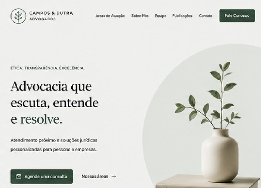Exemplo de site para advogados criado pela Analits