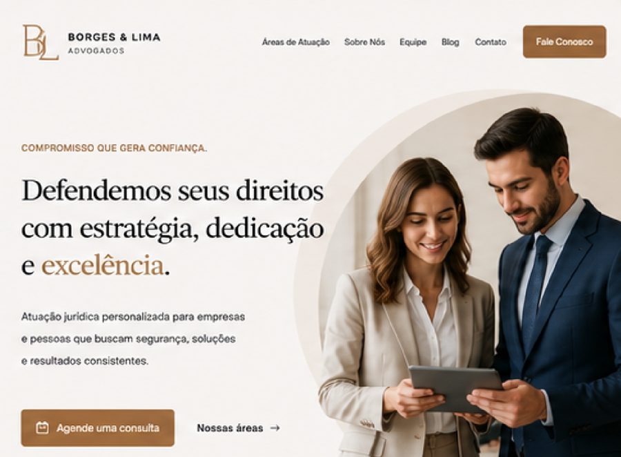 Exemplo de site para advogados criado pela Analits