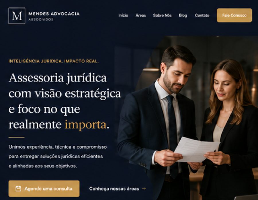 Exemplo de site para advogados criado pela Analits